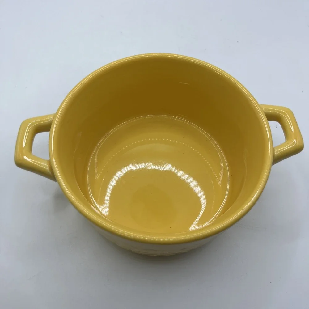 Pioneer Woman Mini CasseroleDish W/Lid Dazzling Dahlias Yellow Stoneware 2018DMT